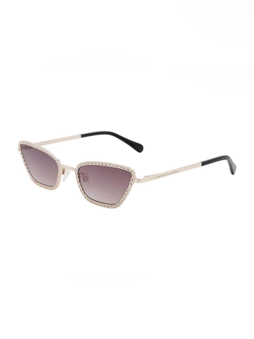 NEW Carolina Lemke Berlin Crystal Rhinestone Twiggy Gold Sunglasses Statement